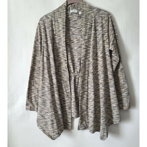 J. Jill Pure Jill Open Front Cardigan Sweater Sz SP Brown Cream Stripes Draped